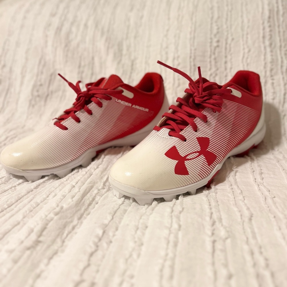 Under Armour Youth Leadoff 1297317-611 Red White Baseball Cleats Shoes Size 6.5